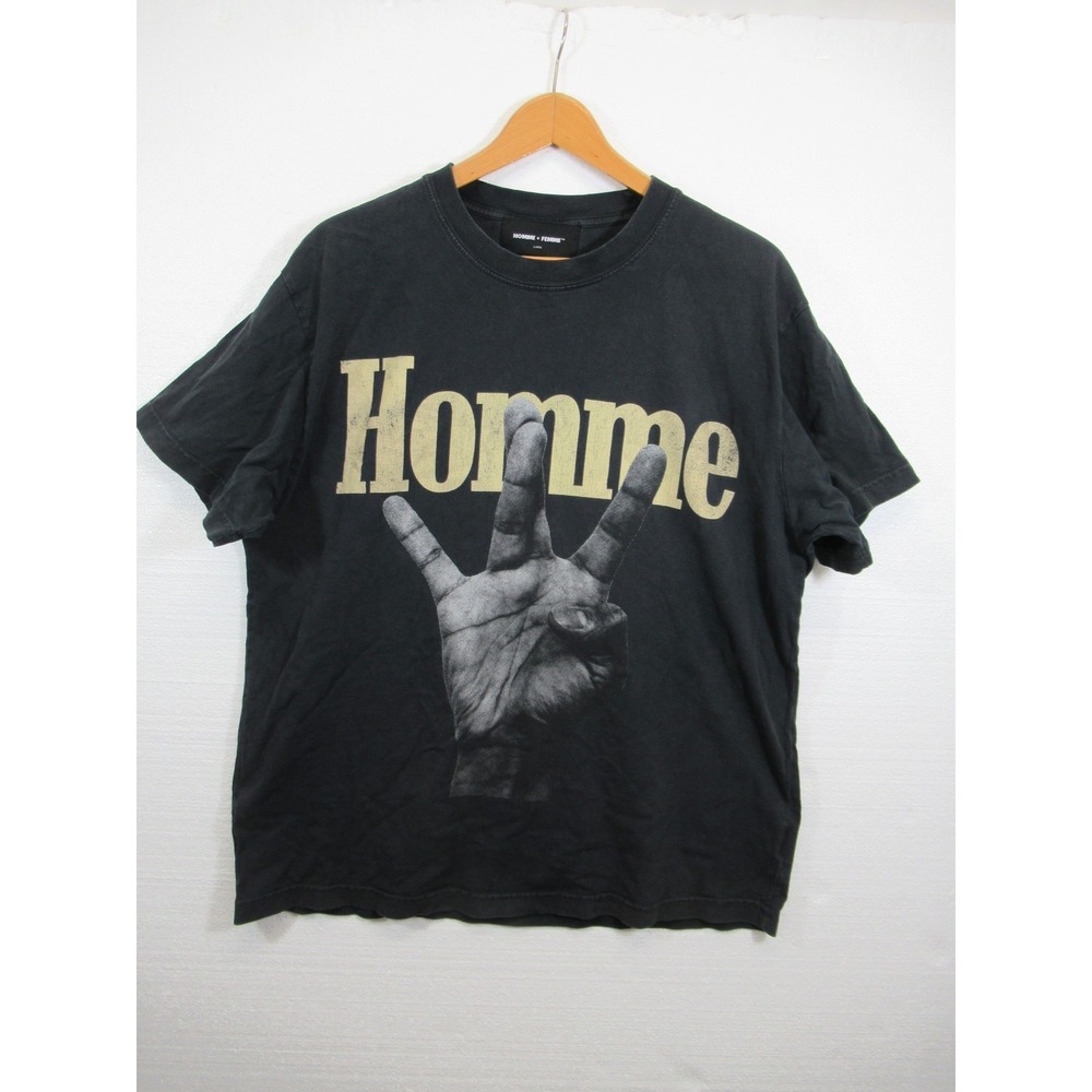 Homme + Femme Twisted Fingers T-shirt Men Large Black Distressed